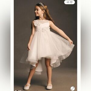 Girls Formal White‎ High-Low Tulle Dress